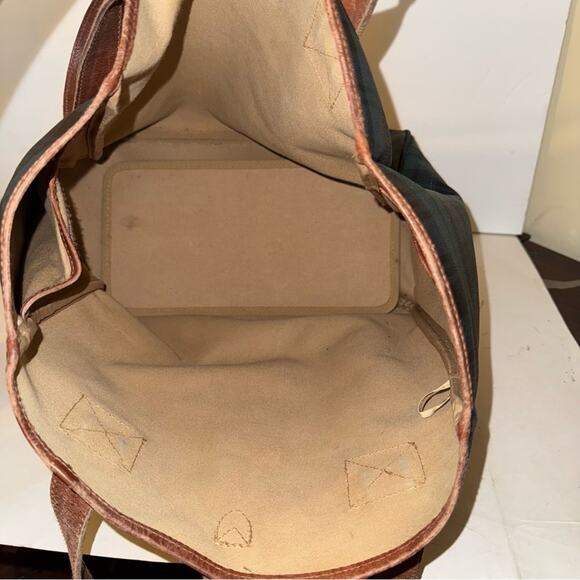 VINTAGE RALPH LAUREN Black Watch Waxed Leather Coated Canvas Overnight Bag - Picture 5 of 6